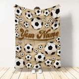 Personalized Soccer Blanket, Custom Name Soccer Fleece and Sherpa Blanket, Gift for Son, Dad, Soccer Players