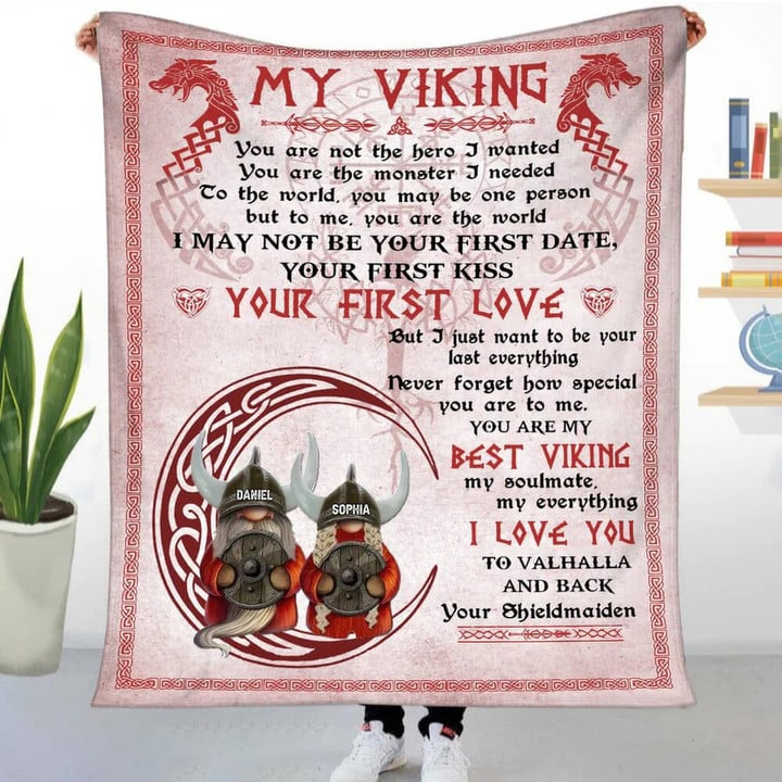 Personalized Viking Couple Blanket You Are My Best Viking My Soulmate for Valentine