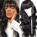 Neobeauty Hair Body Wave Hair Machine Made Wig Glueless Wig with Bangs