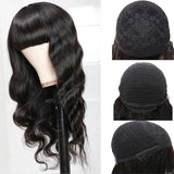 Neobeauty Hair Body Wave Hair Machine Made Wig Glueless Wig with Bangs