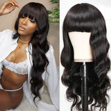 Neobeauty Hair Body Wave Hair Machine Made Wig Glueless Wig with Bangs