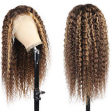 Neobeauty Hair 30 Inch Glueless Highlight Wigs Curly Hair Lace Front Wig Honey Blonde Highlights Wig