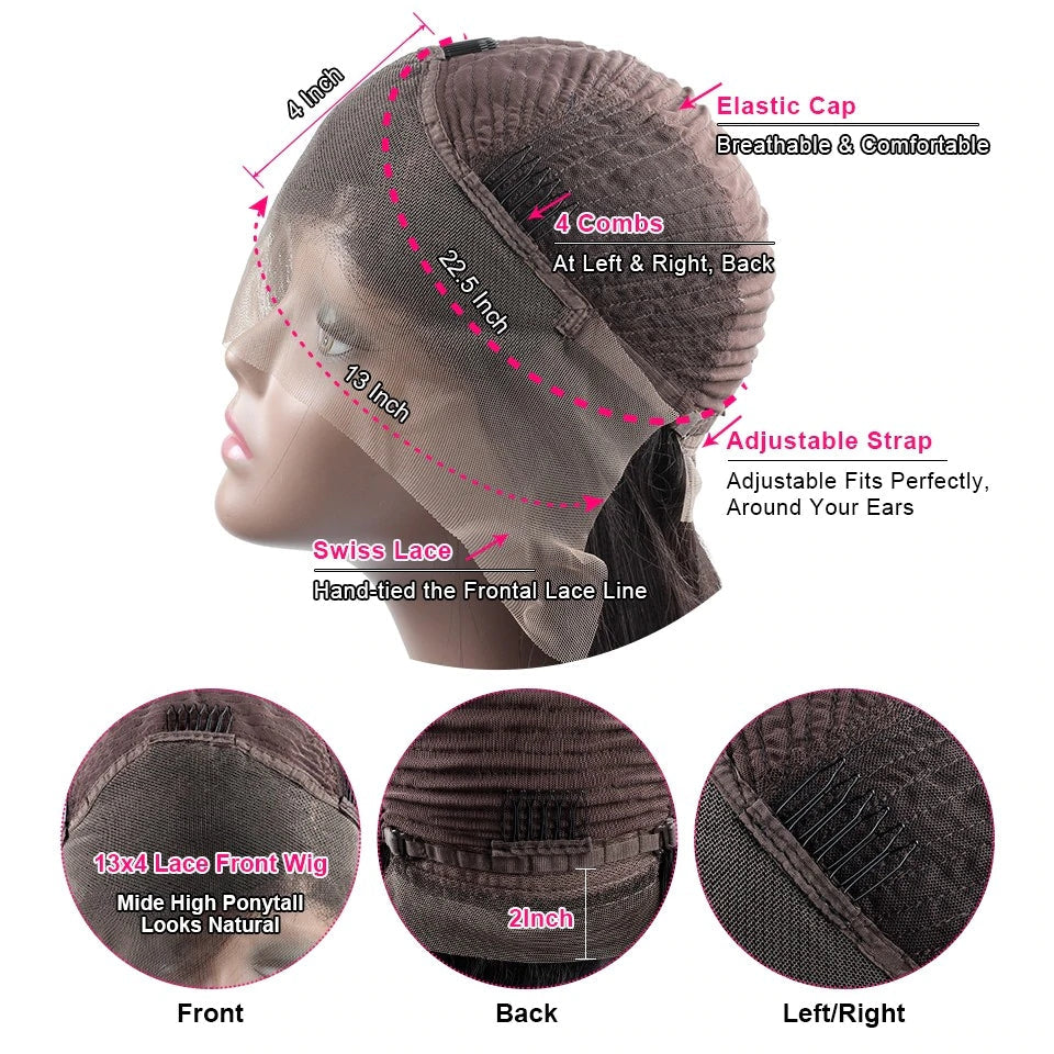 Neobeauty Hair Curly 13x4 Human Hair Wig Brazilian Lace Front Wigs