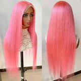 Neobeauty Density 250% Human Hair Pink Wig 13*4 HD Lace Wig Straight Hair Real Hair Wigs for Women