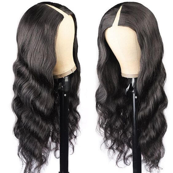 Neobeauty Hair V Part Wig Tranparent Lace Front Human Hair Wig Natural Color Thin Part Wigs Body Wave 150%