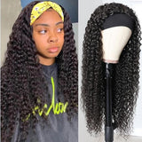 Neobeauty hair Wet and Wavy Headband Human Hair Wigs Deep Wave Curly Headband Wigs 150% Density Natural Color Lace Front Wigs
