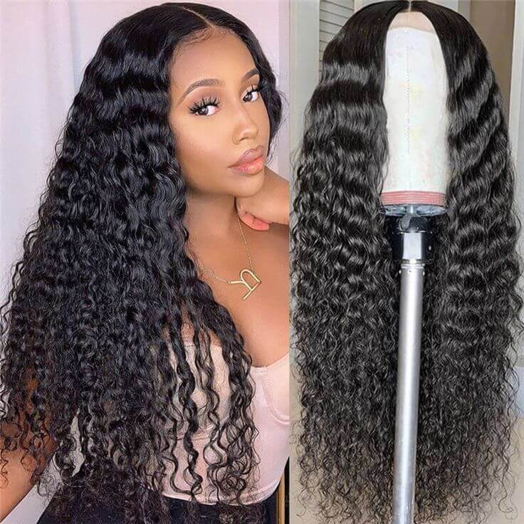 Neobeauty 210% Density Hair Deep Wave Glueless Human Hair Wig Transparent Lace Deep Curly Hair Pre Plucked 13x4 Lace Front Wigs