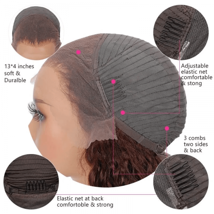 Neo Beauty hair Brownish Red Color Water Wave / Body Wave / Jerry Curly 13x4 Lace Front 150% Density Autumn Breeze Wig