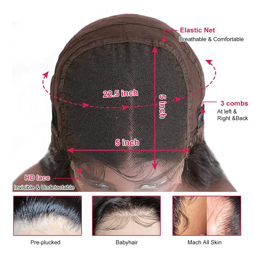 Neobeauty Hair Wigs Glueless Invisible HD Lace Pre Plucked Super Full Closure Body Wave Wigs Melted Match All Skin Color