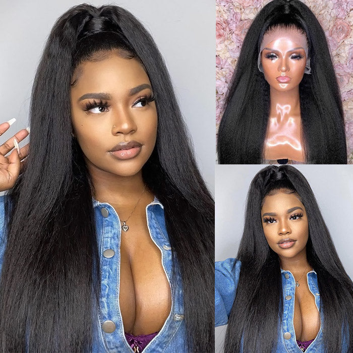 Neobeauty Density 150% 13x6 Lace Frontal Wig Kinky Straight Hair Real Human Hair Wigs with Baby Hair
