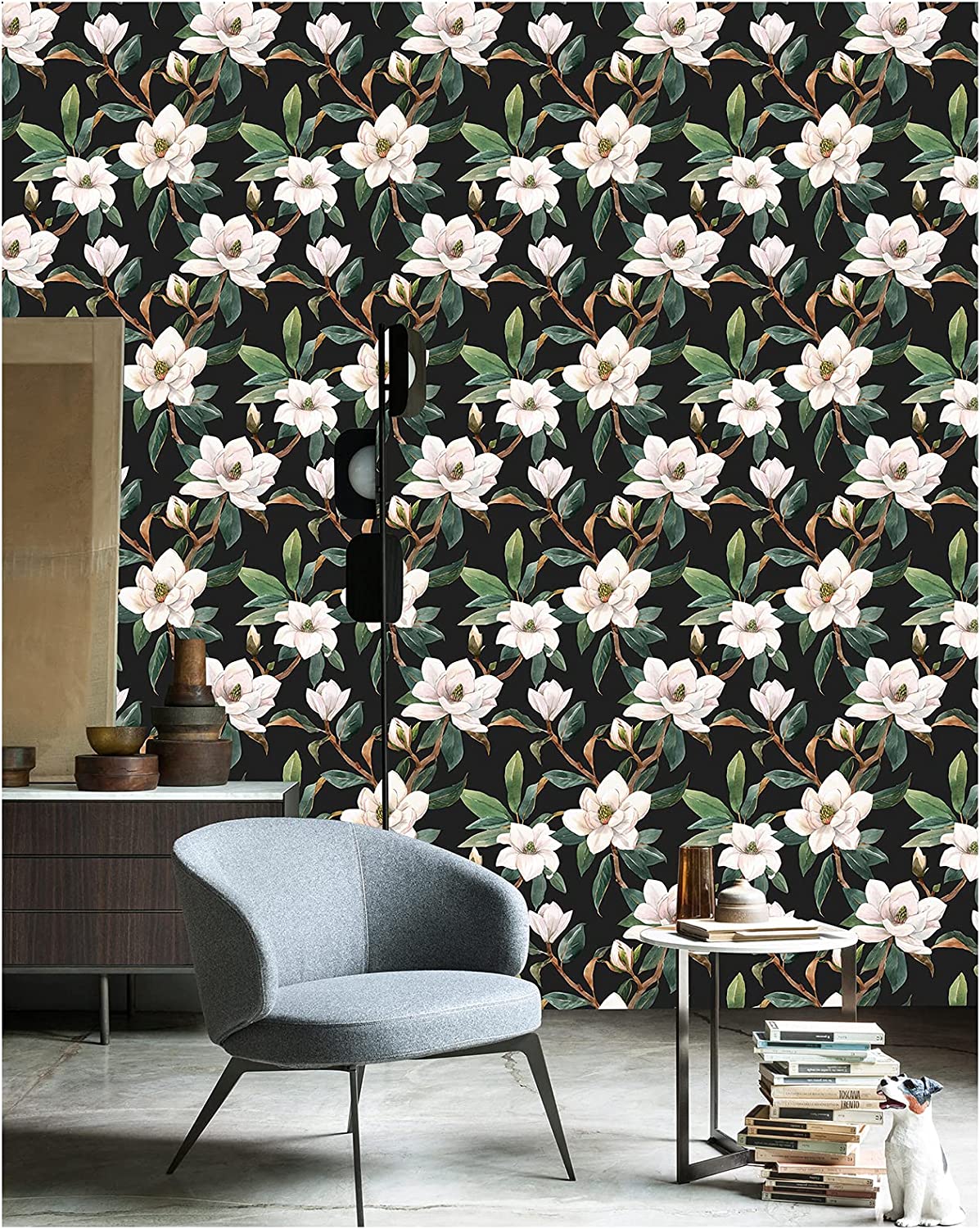 Peel and Stick Wallpaper Boho Mushroom Removable Stick on Contact Paper for Bathroom Black/Brown/Green