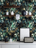 Peel and Stick Wallpaper Boho Mushroom Removable Stick on Contact Paper for Bathroom Black/Brown/Green