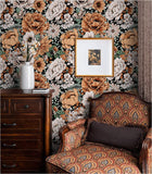 Peel and Stick Wallpaper Boho Mushroom Removable Stick on Contact Paper for Bathroom Black/Brown/Green