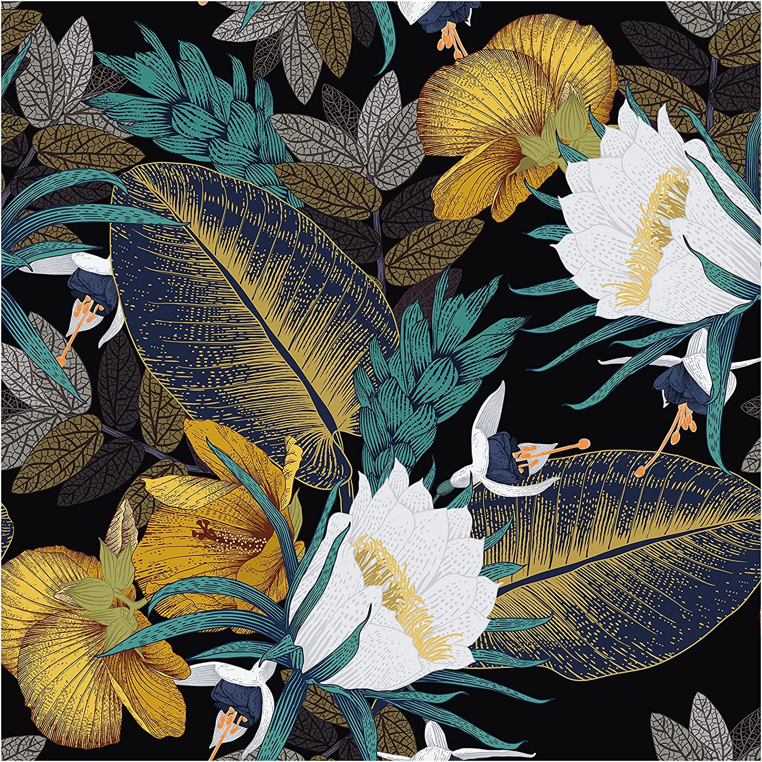 Peel and Stick Wallpaper Boho Mushroom Removable Stick on Contact Paper for Bathroom Black/Brown/Green