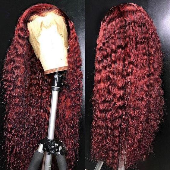 Neobeauty Hair 4x4 Colored Wig Deep Wave Human Hair Wigs 99J Color Pre Plucked Burgundy Lace Wig