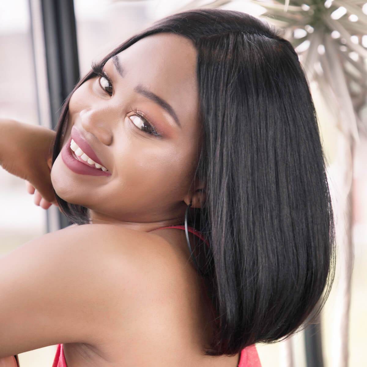 Short Bambi Bob Straight T Part Lace Wigs For Black Women - Neobeauty Hair