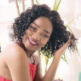 Short Bob Wig For African American Women Water Wave T Part Lace Wigs - Neobeauty Hair