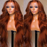 Neo Beauty hair Copper Brown 13x4 Lace Front Body Wave Wig Ginger Brown 150% Density Pre plucked Hairline
