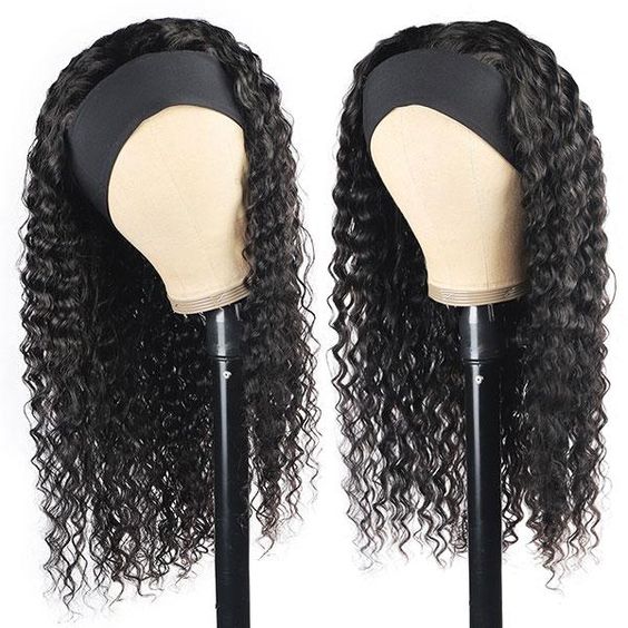 Neobeauty hair Wet and Wavy Headband Human Hair Wigs Deep Wave Curly Headband Wigs 150% Density Natural Color Lace Front Wigs