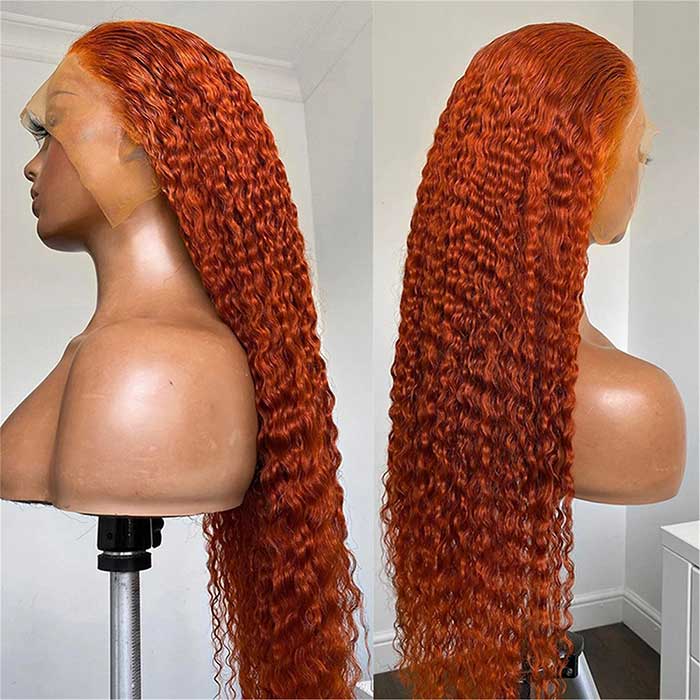 Neobeauty Ginger Wig 4x4 Lace Front Wigs Curly Human Hair Wigs Swiss Lace