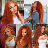 Neobeauty Ginger Wig 13x4 Lace Front Wigs Curly Human Hair Wigs Swiss Lace