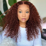 Neo Beauty hair Reddish Brown 3C Curly Hair 13x4 Lace Front Autumn Breeze Wig