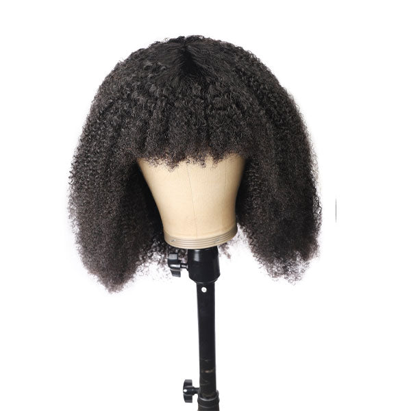 Curly Hair Wig Afro Curly Machine Made Wig Glueless Wig with Bangs Neobeauty 150% Density