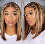 Neobeauty Hair 4x4 Highlight Short Bob Wig Straight Hair Lace Front Bob Wig For Black Women