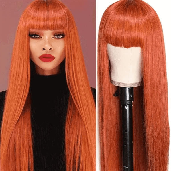 Neobeauty Ginger Color Straight Hair Machine Made Wig Glueless Wig For Black Women Density 150%