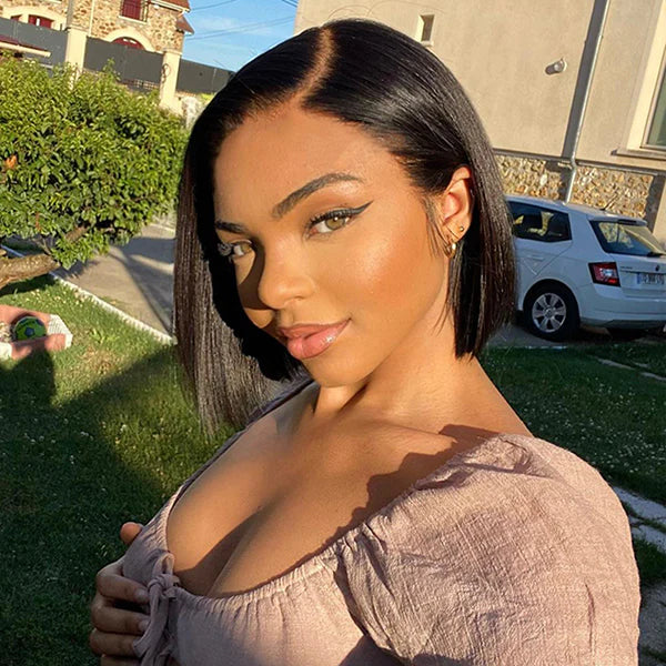 Super Natural Side Part Glueless Minimalist  ILace Bob Wig Fits All Face Shapes