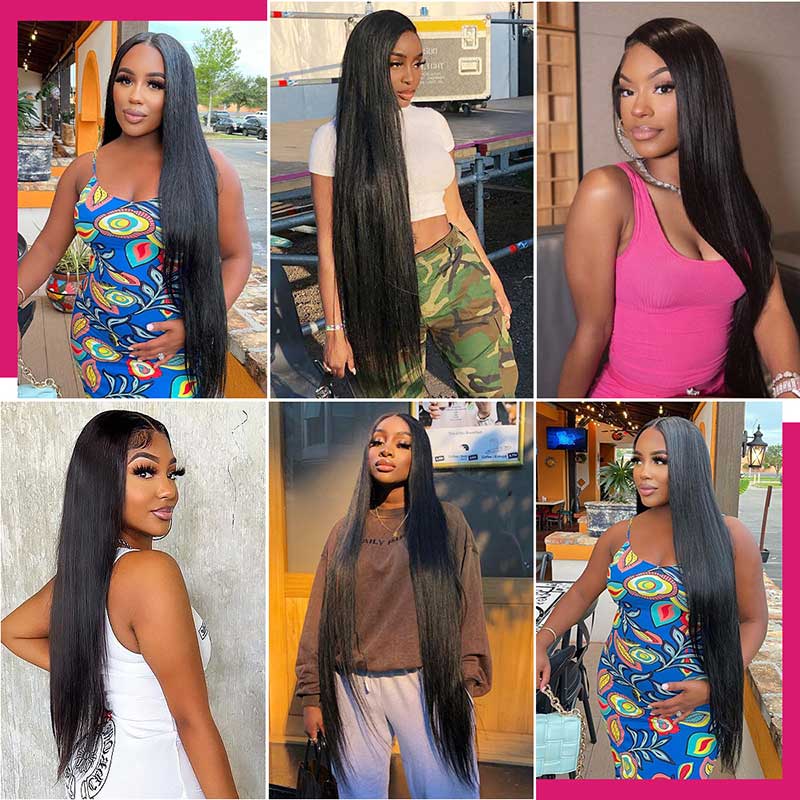 38 Inch Straight Human Hair Wig Brazilian Hair 4x4 Lace Closure Wig for Black Women Neobeauty 150% Density