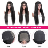 Glueless Lace Wig 4x4 Lace Closure Wig Straight Human Hair Long Wigs for Women Neobeauty 180% Density
