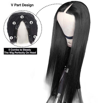 Neobeauty Hair V Part Wig Tranparent Lace Front Human Hair Wig Natural Color Thin Part Wigs Body Wave 150%