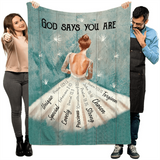 Ballerina Blanket, Ballet Painting, God says you are Ballet Dancing Fleece Blanket, Ballet Daughter Sherpa Blanket