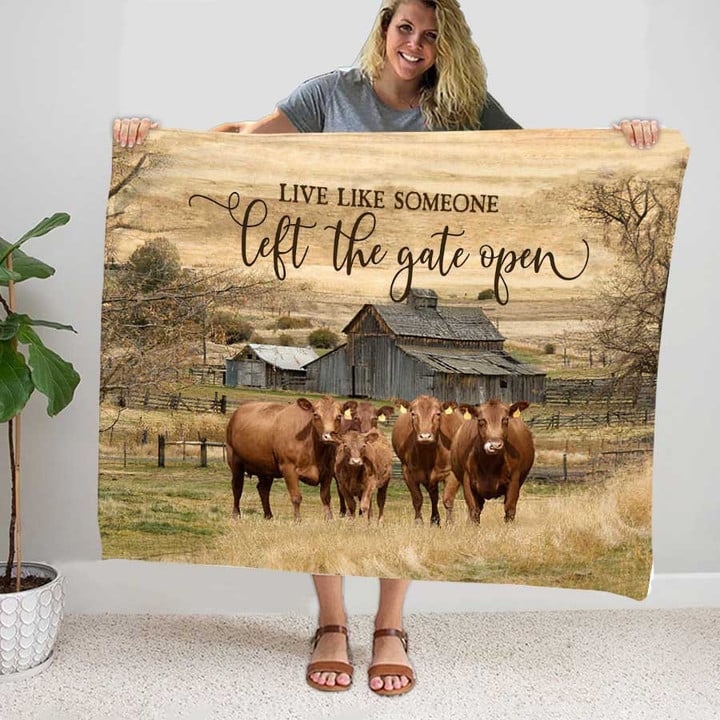 Highlands Blanket, Live Like Someone Left the Gate Open Farmhouse Cow Blanket