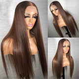 Neobeauty Hair Chocolate Brown Color Straight Hair Lace Front Wig Glueless Wigs Best Hair Color for Brown Skin