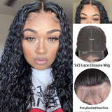 Neobeauty Hair Transparent Lace Wig Deep Wave 5*5 HD Lace Closure Wigs Virgin Hair Deep Part Lace Closure Wigs