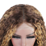 Neobeauty Hair Highlight Ombre Honey Blonde Lace Front Wig Deep Wave Human Hair 4x4 Lace Closure Wigs