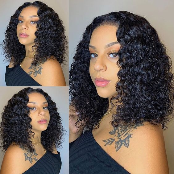 Neobeauty Hair Water Wave Bob Wigs Transparent Lace 13x4 Short Lace Front Wig Affordable Human Hair Wigs