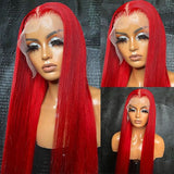 Neobeauty Hair 30 Inch Red Hair Color Straight Hair Glueless Lace Front Wig 13x4 HD Lace Red Human Hair Wig