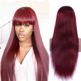 150% 4x4 human hair wigs 16 inches 99j free shipping