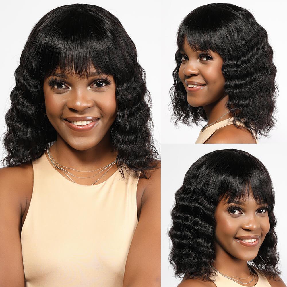 Body Wave Bob Wig Non Lace Wig with Bangs - Neobeauty Hair