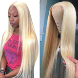 Blonde Full Lace Human Hair Wigs HD Transparent 613 Lace Frontal Wig Pre plucked Straight Blonde Lace Front Wig For Women