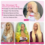 Blonde Full Lace Human Hair Wigs HD Transparent 613 Lace Frontal Wig Pre plucked Straight Blonde Lace Front Wig For Women