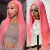 Neobeauty Density 180% Human Hair Pink Wig 13*4 HD Lace Wig Straight Hair Real Hair Wigs for Women