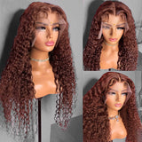 Neobeauty Density 180% Curly Wigs Reddish Brown Hair Glueless Lace Wig Dark Red Brown 13x4 Lace Front Wig