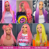 Neobeauty Density 180% Human Hair Pink Wig 13*4 HD Lace Wig Straight Hair Real Hair Wigs for Women