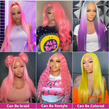 Neobeauty Density 180% Human Hair Pink Wig 13*4 HD Lace Wig Straight Hair Real Hair Wigs for Women