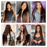 Neobeauty 13x4x1 HD Lace Wig Chocolate Brown Hair Straight Hairstyle Dark Brown Lace Wig