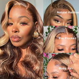 Neo Beauty hair 13x4 Lace Front Wigs Honey Blonde Highlight Lace Wigs Human Hair Body Wave 150% Colored Wigs